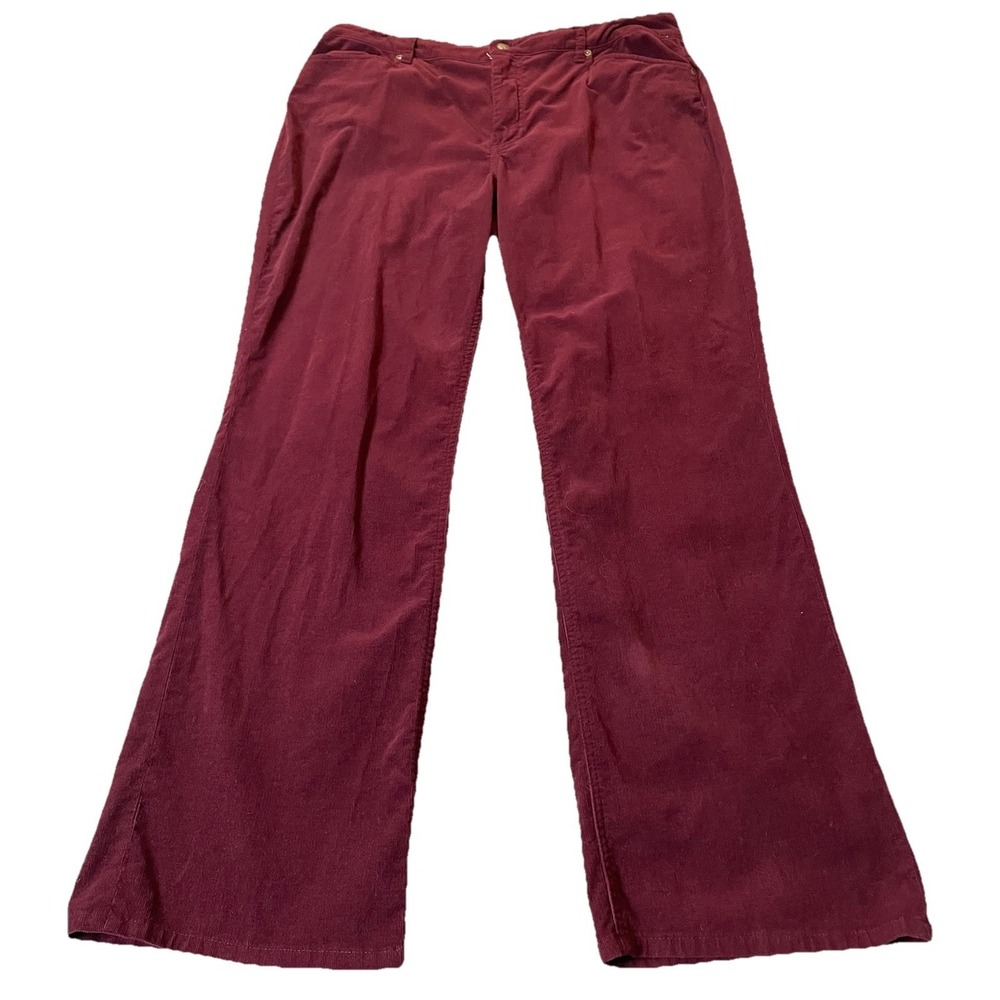 Vtg 80s Chicos Corduroy Bootcut Pants XL/16 Burgundy High Rise Made In Hong Kong
